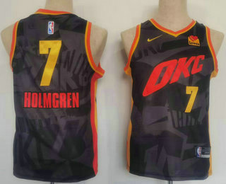 Youth Oklahoma City Thunder #7 Chet Holmgren Black 2023 City Icon Sponsor Swingman Jersey