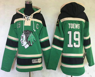 Youth Old Time Hockey Chicago Blackhawks #19 Jonathan Toews Green Hoodie