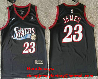Youth Philadelphia 76ers #23 LeBron James Black Sponsor 2026 Classic Edition Stitched Jersey