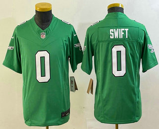 Youth Philadelphia Eagles #0 DAndre Swift Green Alternate FUSE Vapor Limited Stitched Jersey