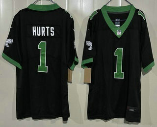 Youth Philadelphia Eagles #1 Jalen Hurts Limited Black Alternate Vapor Jersey