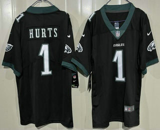 Youth Philadelphia Eagles #1 Jalen Hurts Limited Black Vapor Jersey