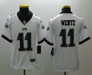 Youth Philadelphia Eagles #11 Carson Wentz White 2017 Vapor Untouchable Stitched NFL Nike Limited Jersey