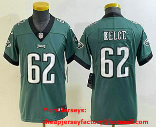Youth Philadelphia Eagles #62 Jason Kelce Limited Green Vapor Jersey