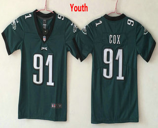 Youth Philadelphia Eagles #91 Fletcher Cox Midnight Green 2017 Vapor Untouchable Stitched NFL Nike Limited Jersey