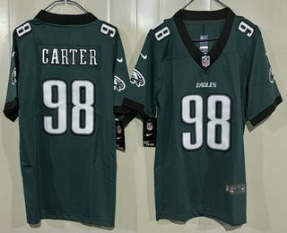 Youth Philadelphia Eagles #98 Jalen Carter Limited Midnight Green Vapor Jersey