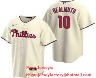Youth Philadelphia Phillies #10 JT Realmuto Cream Cool Base Jersey