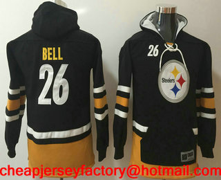 Youth Pittsburgh Steelers #26 Le'Veon Bell NEW Black Pocket Stitched NFL Pullover Hoodie