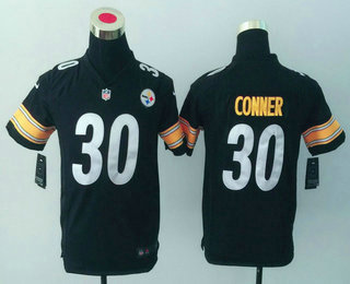 Youth Pittsburgh Steelers #30 James Conner Black Team Color NFL Nike Game Jersey