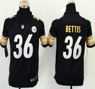 Youth Pittsburgh Steelers #36 Jerome Bettis Black Retired Player NFL Nike Game Jersey
