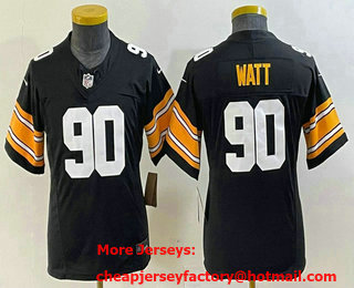 Youth Pittsburgh Steelers #90 TJ Watt Black 2023 FUSE Vapor Limited Stitched Throwback Jersey