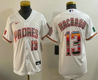 Youth San Diego Padres #13 Manny Machado White Mexico Cool Base Stitched Jersey