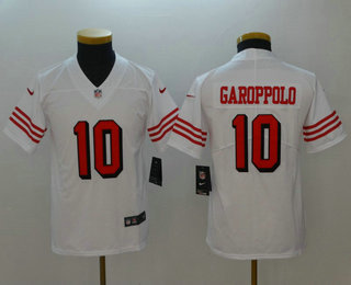 Youth San Francisco 49ers #10 Jimmy Garoppolo White 2018 Color Rush Vapor Untouchable Limited Jersey