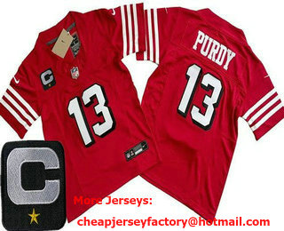 Youth San Francisco 49ers #13 Brock Purdy Limited Red Throwback C Patch FUSE Vapor Jersey