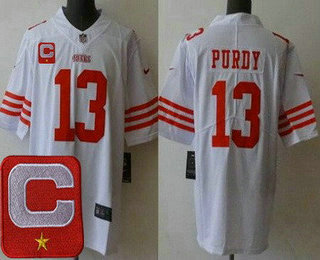 Youth San Francisco 49ers #13 Brock Purdy Limited White C Patch Vapor Jersey