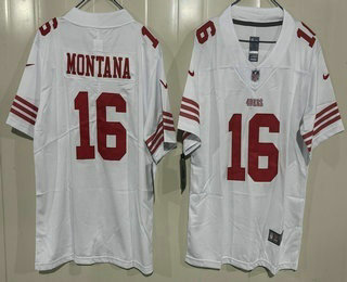 Youth San Francisco 49ers #16 Joe Montana Limited White Vapor Jersey