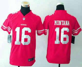 Youth San Francisco 49ers #16 Joe Montana Red Team Color NFL Nike Game Jersey
