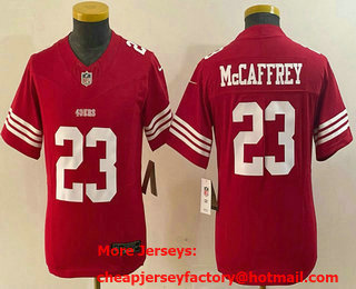 Youth San Francisco 49ers #23 Christian McCaffrey Red 2023 FUSE Vapor Limited Stitched Jersey