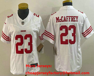 Youth San Francisco 49ers #23 Christian McCaffrey White 2023 FUSE Vapor Limited Stitched Jersey