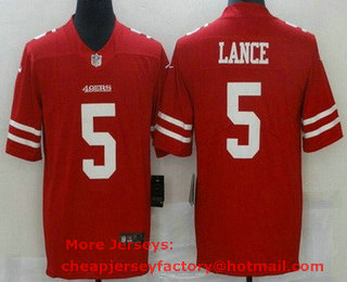 Youth San Francisco 49ers #5 Trey Lance Red 2021 Vapor Untouchable Stitched NFL Nike Limited Jersey
