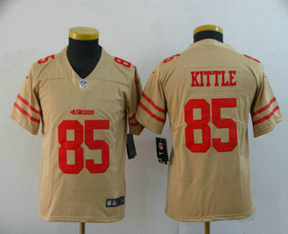 Youth San Francisco 49ers #85 George Kittle Gold 2019 Inverted Legend Stitched NFL Nike Limited Jersey