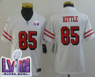 Youth San Francisco 49ers #85 George Kittle Limited White Throwback LVIII Super Bowl Vapor Jersey
