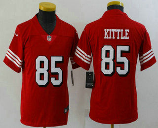 Youth San Francisco 49ers #85 George Kittle Red 2021 Color Rush Vapor Untouchable Limited Jersey