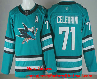 Youth San Jose Sharks #71 Macklin Celebrini Teal Authentic Jersey