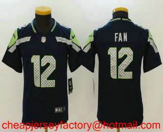 Youth Seattle Seahawks #12 12th Fan Navy Blue 2017 Vapor Untouchable Stitched NFL Nike Limited Jersey