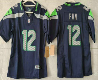 Youth Seattle Seahawks #12 Fan Limited FUSE Navy Vapor Jersey