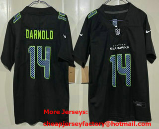 Youth Seattle Seahawks #14 Sam Darnold Limited Black Fashion Vapor Jersey