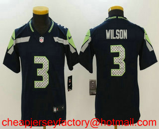 Youth Seattle Seahawks #3 Russell Wilson Navy Blue 2017 Vapor Untouchable Stitched NFL Nike Limited Jersey