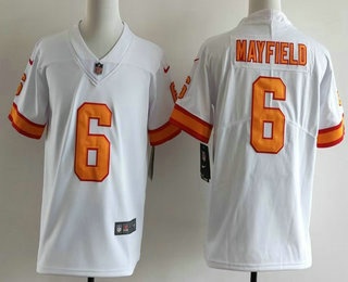 Youth Tampa Bay Buccaneers #6 Baker Mayfield White Vapor Limited Yellow Throwback Jersey
