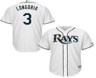 Youth Tampa Bay Rays #3 Evan Longoria White Home Cool Base Stitched Jersey