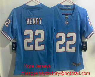 Youth Tennessee Titans #22 Derrick Henry Blue Limited Stitched Throwback Jersey