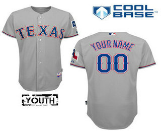 Youth Texas Rangers Authentic Custom Road Gray MLB Jersey