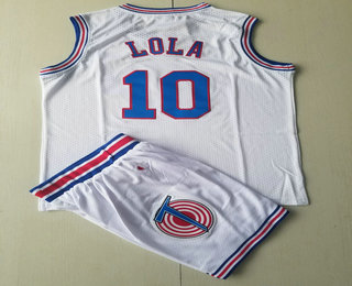 Youth The Movie Space Jam #10 Lola White Soul Swingman Basketball Jersey Short Suits