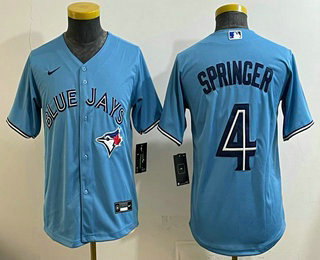 Youth Toronto Blue Jays #4 George Springer Light Blue Cool Base Jersey