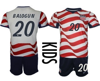 Youth USA National Team #20 Folarin Balogun Home White 2026 World Cup Soccer Jersey Suit
