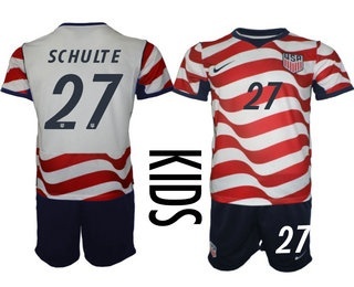 Youth USA National Team #27 Patrick Schulte Home White 2026 World Cup Soccer Jersey Suit