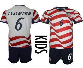 Youth USA National Team #6 Tanner Tessmann Home White 2026 World Cup Soccer Jersey Suit