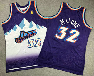 Youth Utah Jazz #32 Karl Malone Mountain Purple 1996-97 Hardwood Classics Soul Swingman Throwback Jersey
