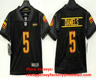 Youth Washington Commanders #5 Jayden Daniels Limited Black Vapor Jersey