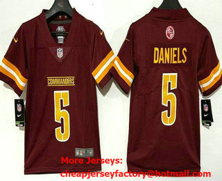 Youth Washington Commanders #5 Jayden Daniels Limited Red Vapor Jersey