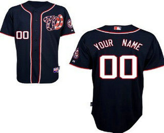 Youth Washington Nationals Customized Navy Blue Alternate MLB Cool Base Jersey