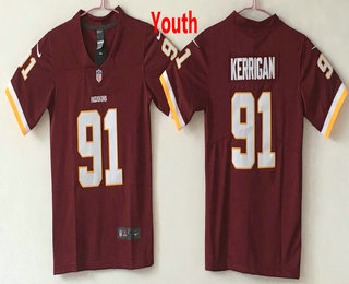 Youth Washington Redskins #91 Ryan Kerrigan Burgundy Red 2017 Vapor Untouchable Stitched NFL Nike Limited Jersey