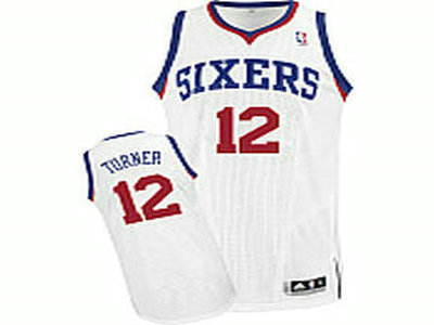 Philadelphia 76ers 12 Evan Turner Revolution 30 Home Jersey