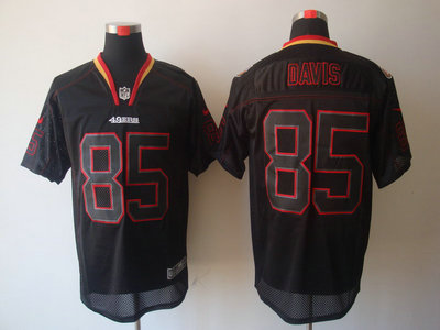 Nike San Francisco 49ers 85 Vernon Davis Lights Out Black Elite Jerseys