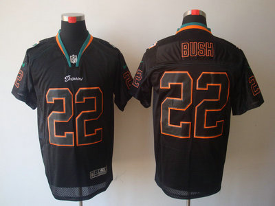 Nike Miami Dolphins 22 Reggie Bush Lights Out Black Elite Jersey